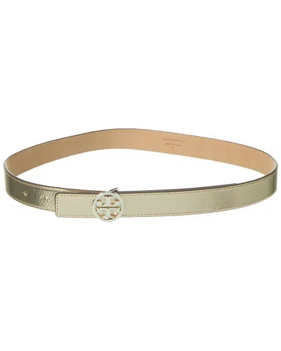 Tory Burch Miller Metallic Leather Belt In Gold
