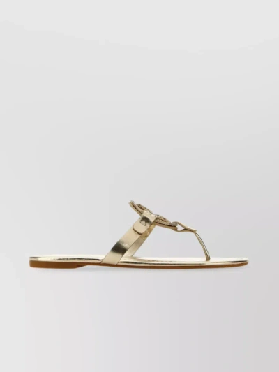 TORY BURCH MILLER METALLIC LEATHER THONG SLIPPERS