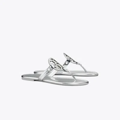 Tory Burch Miller Metallic Sandal In Silver