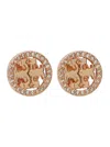 Tory Burch 'miller' Metallic Stud Earings With Crystal Embellishments