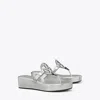 Tory Burch Miller Metallic Logo Wedge Thong Sandals In Silver