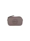 Tory Burch Textured Finish Crossbody Bags With Adjustable Strap And Tassel Detail In Taupe