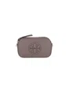 Tory Burch Textured Finish Crossbody Bags With Adjustable Strap And Tassel Detail In Taupe