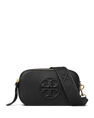 Tory Burch Miller Mini Logo Lambskin Crossbody Bag In Black