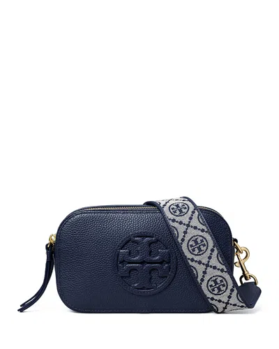 Tory Burch Mini Miller Grained Leather Crossbody Bag In Blue