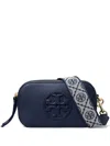 Tory Burch Mini Miller Grained Leather Crossbody Bag In Blue