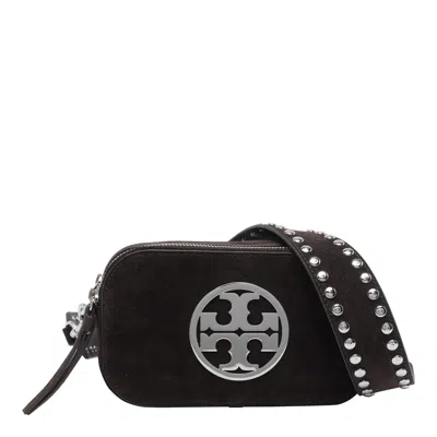 Tory Burch Mini Miller Logo-studded Suede Crossbody Bag In Brown
