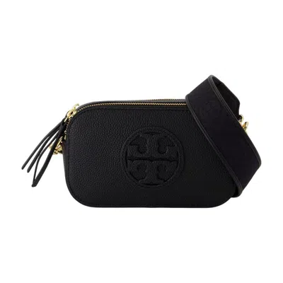 Tory Burch Miller Mini Logo Lambskin Crossbody Bag In Black
