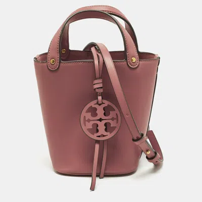 Pre-owned Tory Burch Miller Mini Dark Pink Leather Bucket Bag
