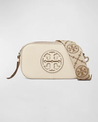 Tory Burch Miller Mini Leather Crossbody Bag In White