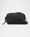 Tory Burch Miller Mini Zip Leather Crossbody Bag In Black