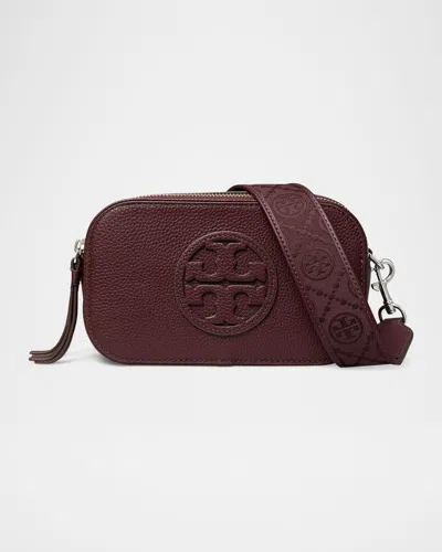 Tory Burch Miller Mini Zip Leather Crossbody Bag In Red