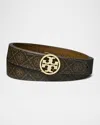 Tory Burch Miller Monogram Coated Canvas Belt In French Press/gold