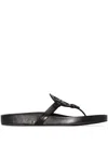 Tory Burch Miller Monogram Flat Sandals In Schwarz