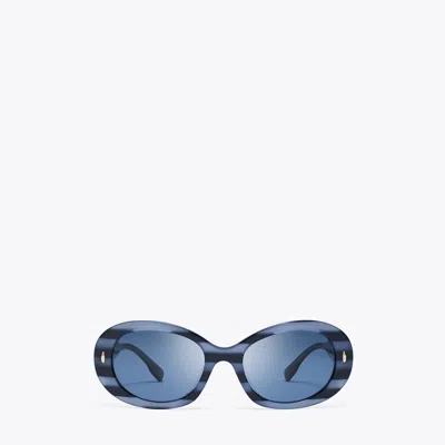 Tory Burch Miller Oval Sunglasses In Blue