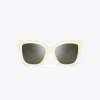 Tory Burch Miller Oversized Butterfly Sunglasses In Ivory/solid Grey