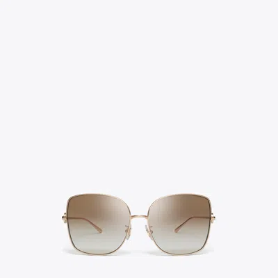 Tory Burch Miller Oversized Metal Butterfly Sunglasses In Brown