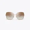Tory Burch Miller Oversized Metal Butterfly Sunglasses In Rose Gold/light Brown Gradient