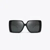 Tory Burch Miller Oversized Square Sunglasses In Black/dark Grey
