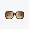 Tory Burch Miller Oversized Square Sunglasses In Dark Tortoise/brown Gradient
