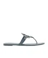 Tory Burch Miller Patent-leather Flip Flops In Gray