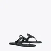 Tory Burch Leather Sandals With Logo On The Front In Black