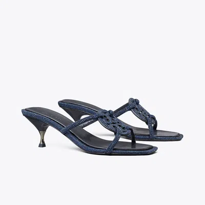 Tory Burch Miller Pavé Bombé Low Heel Sandal In Blue