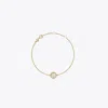 Tory Burch 'miller' Metallic Chain-link Bracelet With Double T Charm And Crystal Embellishments In Gold