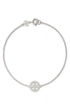 Tory Burch Miller Pave Logo Link Bracelet In Silver