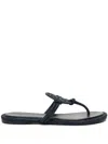 Tory Burch Miller Flip Flops In Suede With Rhinestones In Blue