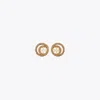 Tory Burch Miller Pavé Double Ring Stud In Tory Gold/smoky Topaz