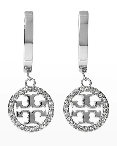 Tory Burch Miller Pave Hoop Earring In Metallic