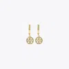 Tory Burch Crystal-embellished Hoop Earrings In Gold