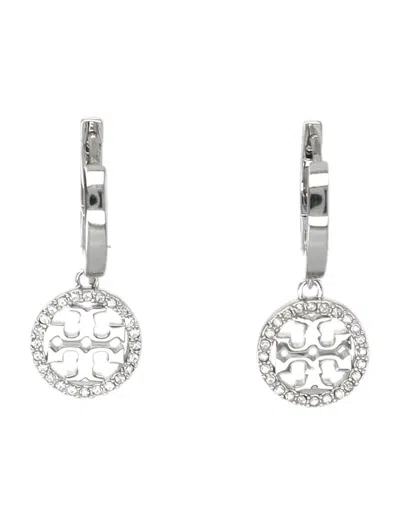 TORY BURCH TORY BURCH MILLER PAVE HUGGIE HOOP EARRINGS
