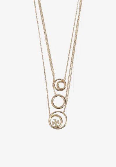 Tory Burch Miller Pave Layered Chain Necklace In Metallic