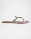 Tory Burch Miller Pave Logo Thong Sandals In Dark Clay