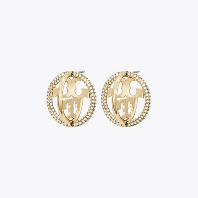 Tory Burch Miller Pave Multi Hoop Earrings In Gold/crystal
