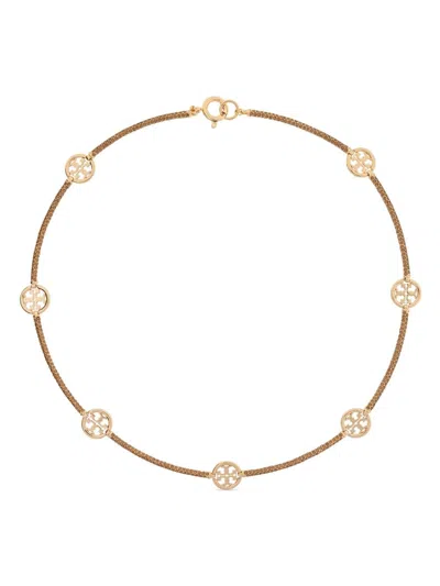 Tory Burch Miller Pavé Necklace In Tory Gold/smoky Topaz