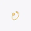 Tory Burch Miller Pavé Open Ring In Tory Gold/crystal