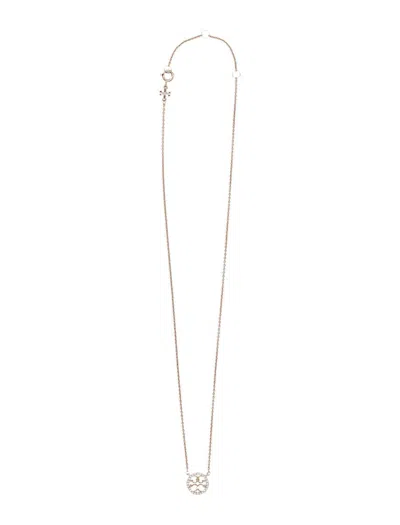 Tory Burch Adjustable Chain Link Pendant Necklace In Tory Gold / Crystal