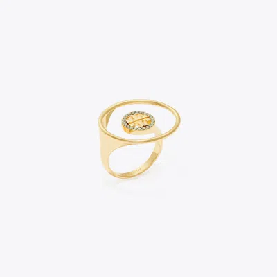 Tory Burch Miller Pavé Ring In Tory Gold/crystal