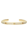 Tory Burch Miller Pavé Slim Cuff Bracelet In Gold