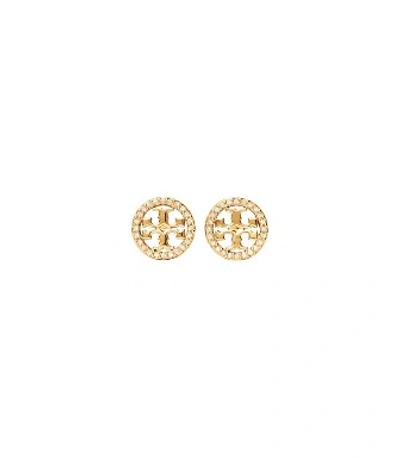 Tory Burch Miller Pavé Stud Earring In Tory Gold/crystal