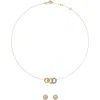 Tory Burch Miller Pavé Stud Earrings & Necklace Set In Gold
