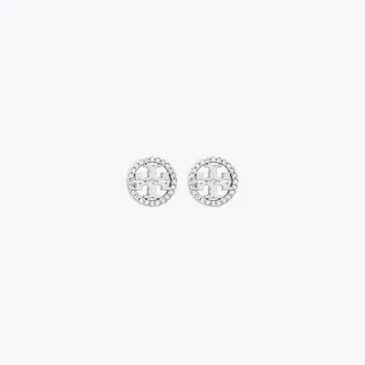 Tory Burch Miller Pavé Stud Earrings In Silver