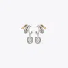 Tory Burch Miller Pave Triple Hoop Earring In White