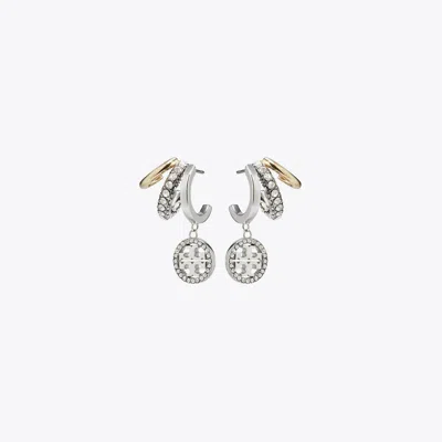 Tory Burch Miller Pavé Triple Hoop Earrings In Brown