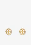Tory Burch Miller Paved Stud Earrings In Gold