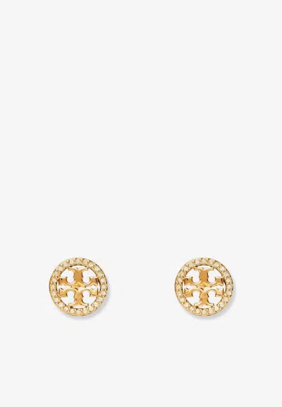 Tory Burch Miller Paved Stud Earrings In Gold