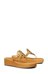 Tory Burch Miller Platform Wedge Thong Sandal In Brown